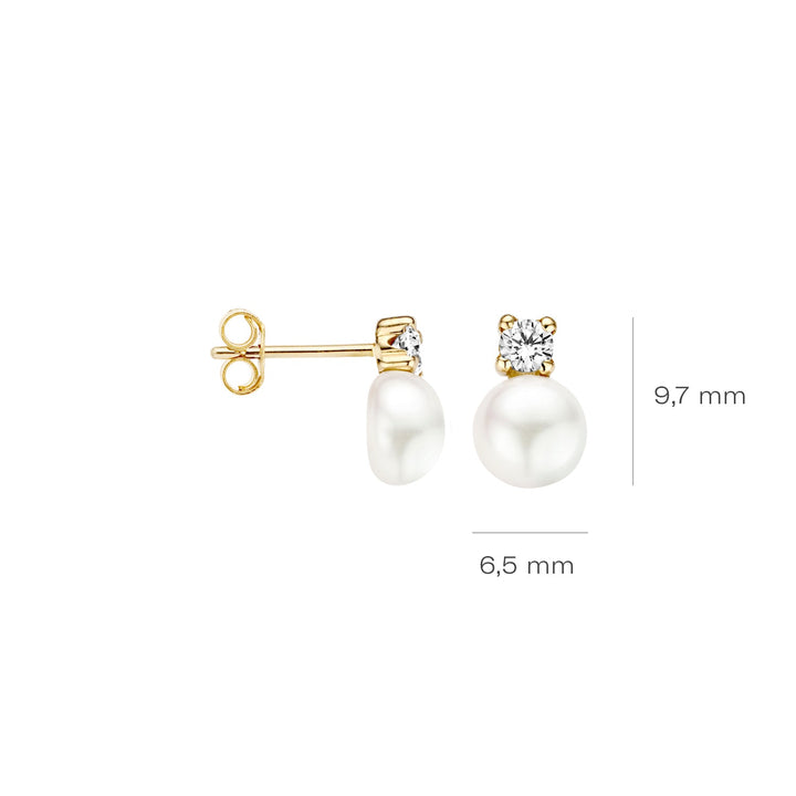 Blush 14ct Solid Gold Fresh Water Pearl and Zirconia Earrings - MococoBlush7147YPW8717828175972Earrings
