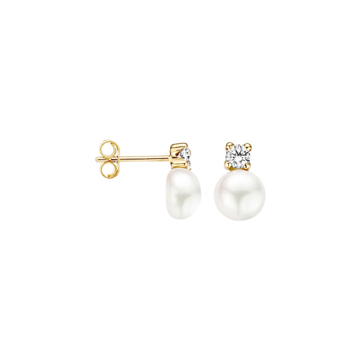 Blush 14ct Solid Gold Fresh Water Pearl and Zirconia Earrings - MococoBlush7147YPW8717828175972Earrings