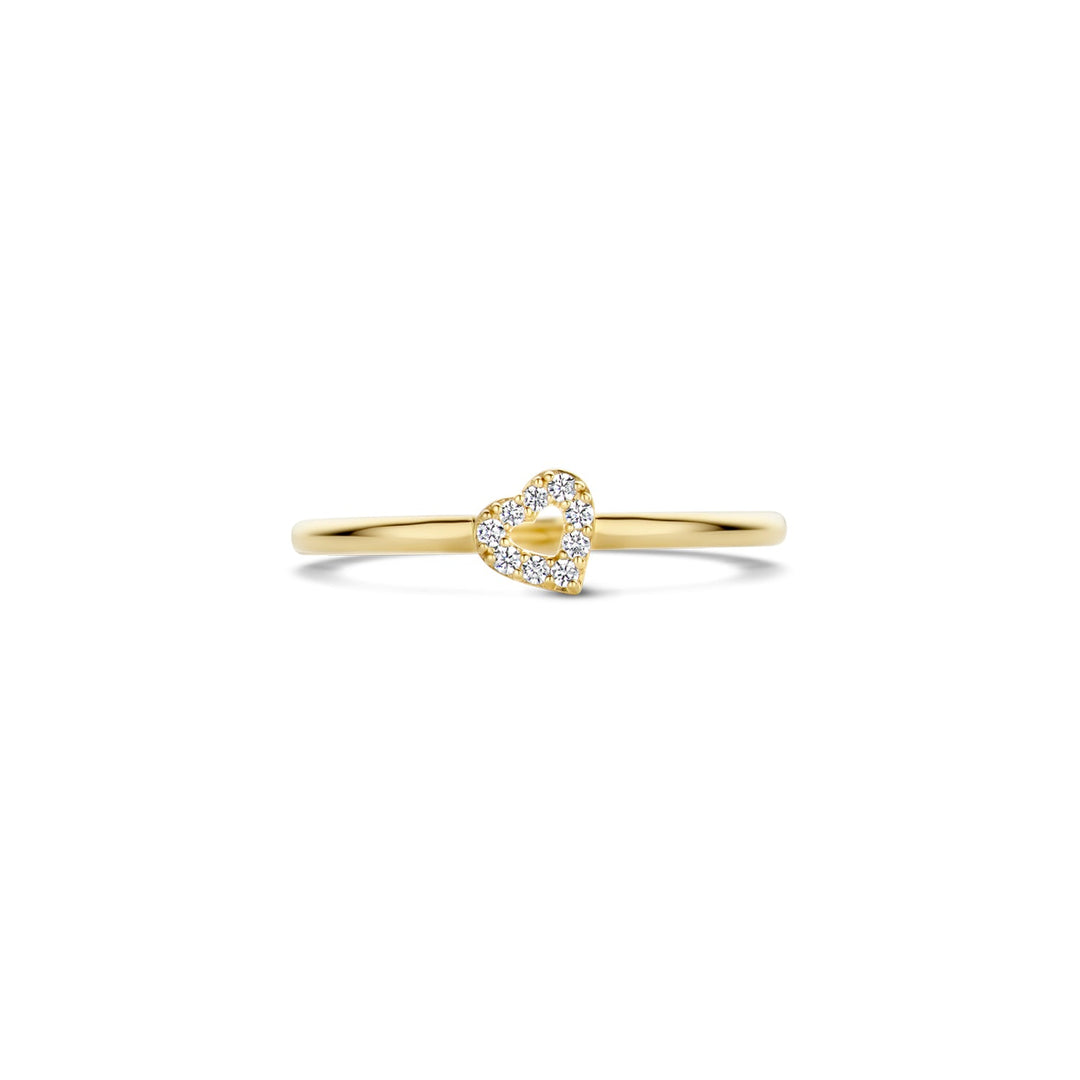 Blush 14ct Solid Gold Heart Zirconia Ring - MococoBlush1231YZI/46/WEBRings