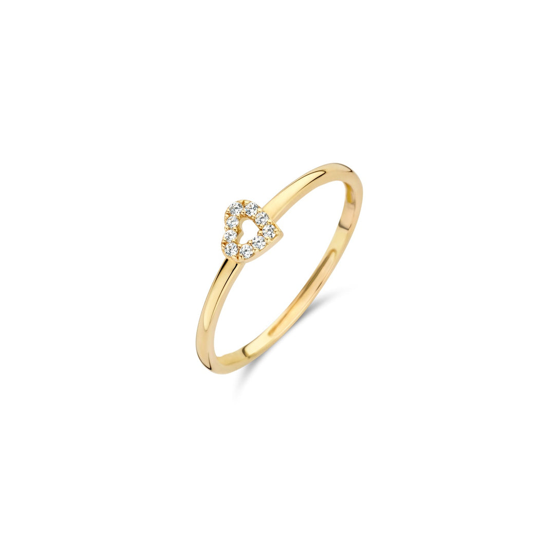 Blush 14ct Solid Gold Heart Zirconia Ring - MococoBlush1231YZI/46/WEBRings
