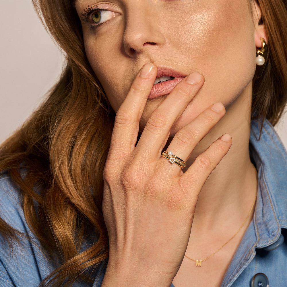 Blush 14ct Solid Gold Heart Zirconia Ring - MococoBlush1231YZI/46/WEBRings