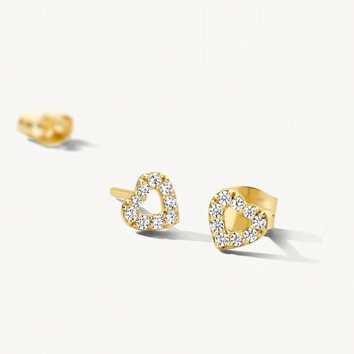 Blush 14ct Solid Gold Heart Zirconia Stud Earrings - MococoBlush7299YZI8720088137192Earrings