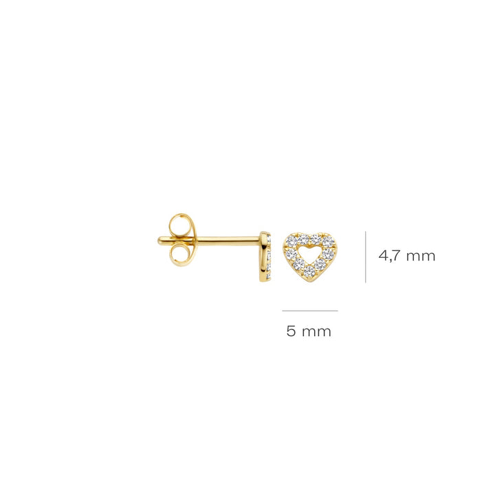 Blush 14ct Solid Gold Heart Zirconia Stud Earrings - MococoBlush7299YZI8720088137192Earrings
