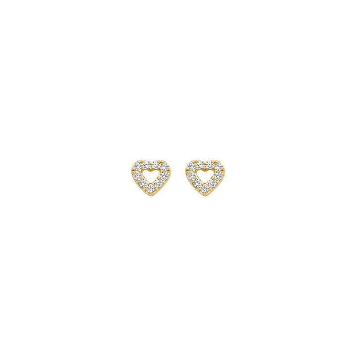 Blush 14ct Solid Gold Heart Zirconia Stud Earrings - MococoBlush7299YZI8720088137192Earrings
