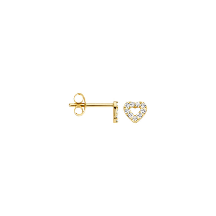 Blush 14ct Solid Gold Heart Zirconia Stud Earrings - MococoBlush7299YZI8720088137192Earrings