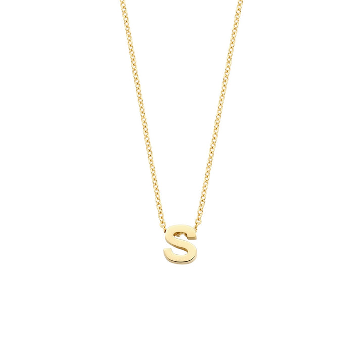 Blush 14ct Solid Gold Letter Pendant Necklace - STORE - MococoBlush3155YGO_SNecklaces