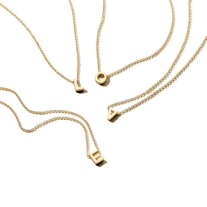 Blush 14ct Solid Gold Letter Pendant Necklace - MococoBlush3155YGO_A/WEB8720088134399Necklaces