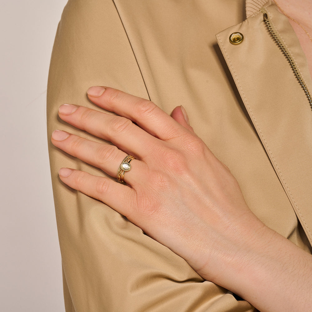 Blush 14ct Solid Gold Mother of Pearl Ring - MococoBlush1239YMQ/46/WEBRings
