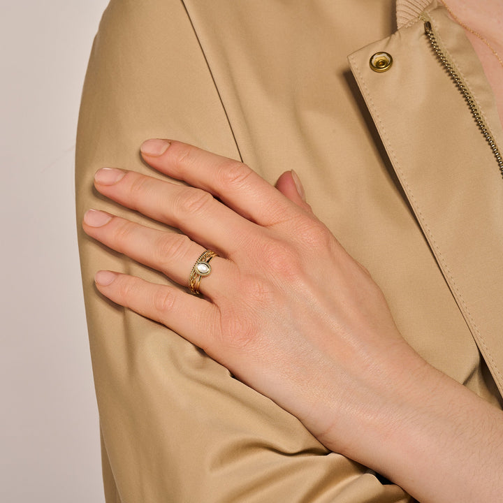Blush 14ct Solid Gold Mother of Pearl Ring - MococoBlush1239YMQ/46/WEBRings