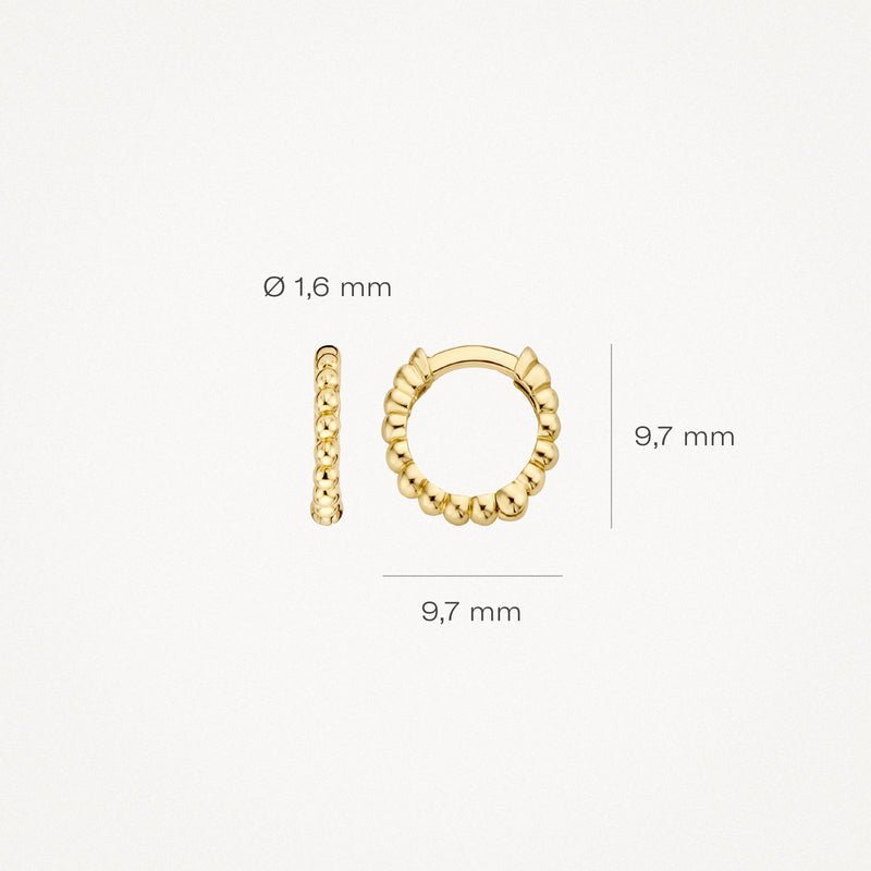 Blush 14ct Solid Gold Oval Dotted Huggie Hoop Earrings - MococoBlush7230YGOEarrings