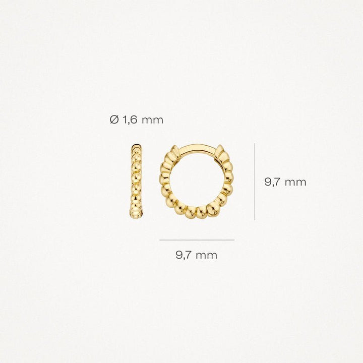Blush 14ct Solid Gold Oval Dotted Huggie Hoop Earrings - MococoBlush7230YGOEarrings