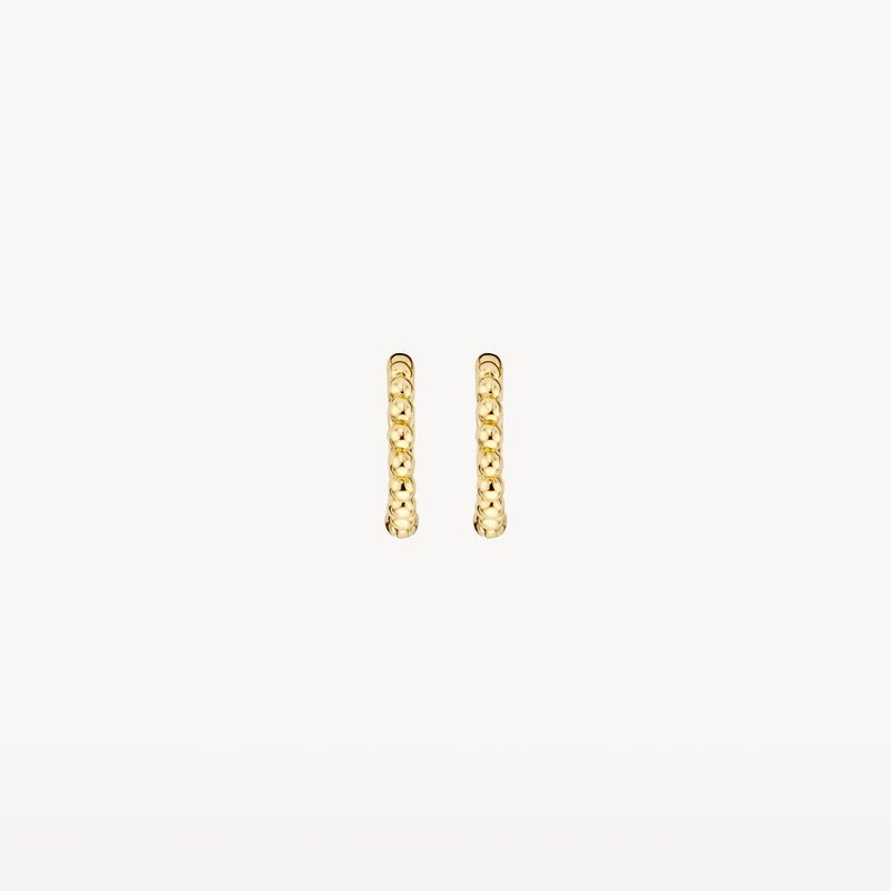 Blush 14ct Solid Gold Oval Dotted Huggie Hoop Earrings - MococoBlush7230YGOEarrings