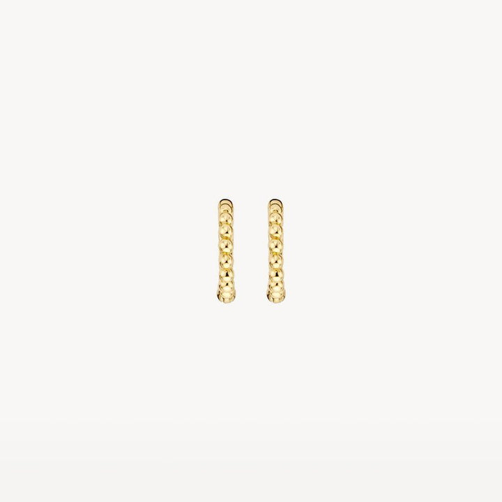 Blush 14ct Solid Gold Oval Dotted Huggie Hoop Earrings - MococoBlush7230YGOEarrings