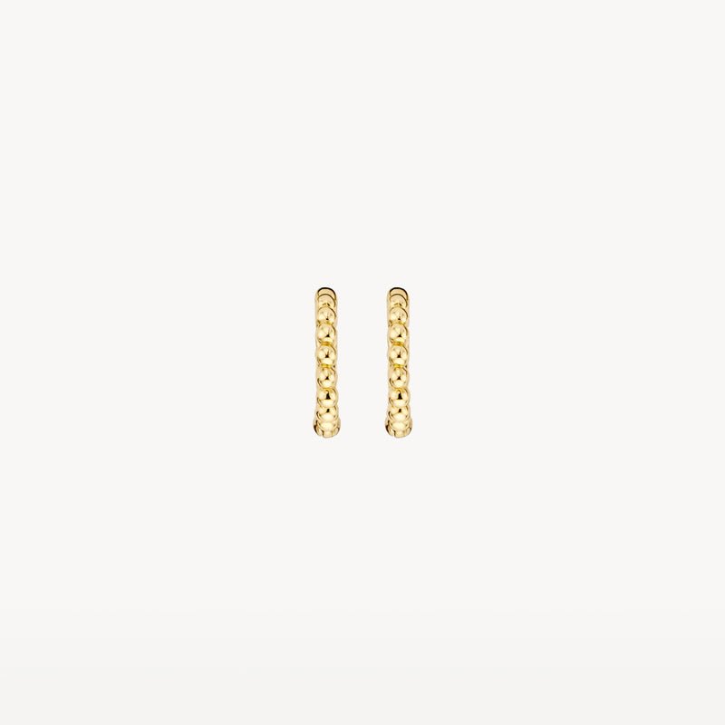 Blush 14ct Solid Gold Oval Dotted Huggie Hoop Earrings - MococoBlush7230YGOEarrings