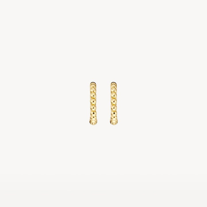 Blush 14ct Solid Gold Oval Dotted Huggie Hoop Earrings - MococoBlush7230YGOEarrings