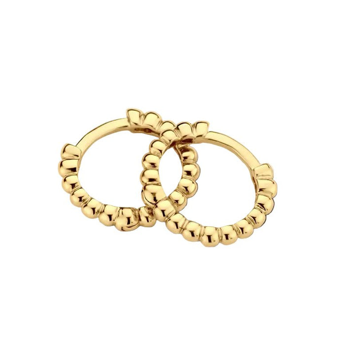 Blush 14ct Solid Gold Oval Dotted Huggie Hoop Earrings - MococoBlush7230YGOEarrings