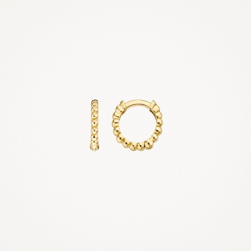 Blush 14ct Solid Gold Oval Dotted Huggie Hoop Earrings - MococoBlush7230YGOEarrings