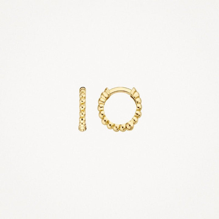 Blush 14ct Solid Gold Oval Dotted Huggie Hoop Earrings - MococoBlush7230YGOEarrings