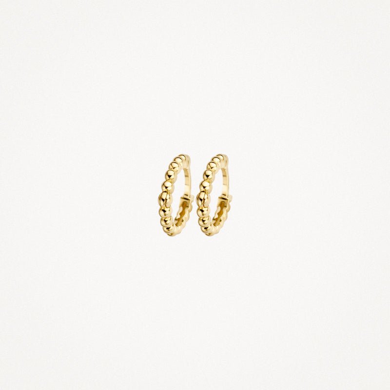 Blush 14ct Solid Gold Oval Dotted Huggie Hoop Earrings - MococoBlush7230YGOEarrings