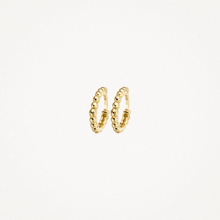 Blush 14ct Solid Gold Oval Dotted Huggie Hoop Earrings - MococoBlush7230YGOEarrings