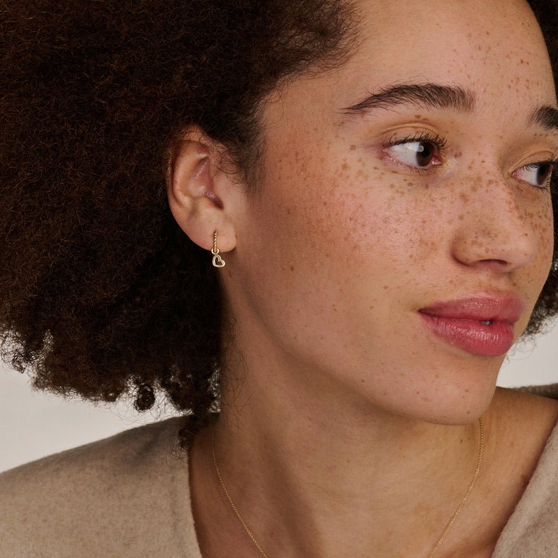 Blush 14ct Solid Gold Oval Dotted Huggie Hoop Earrings - MococoBlush7230YGOEarrings