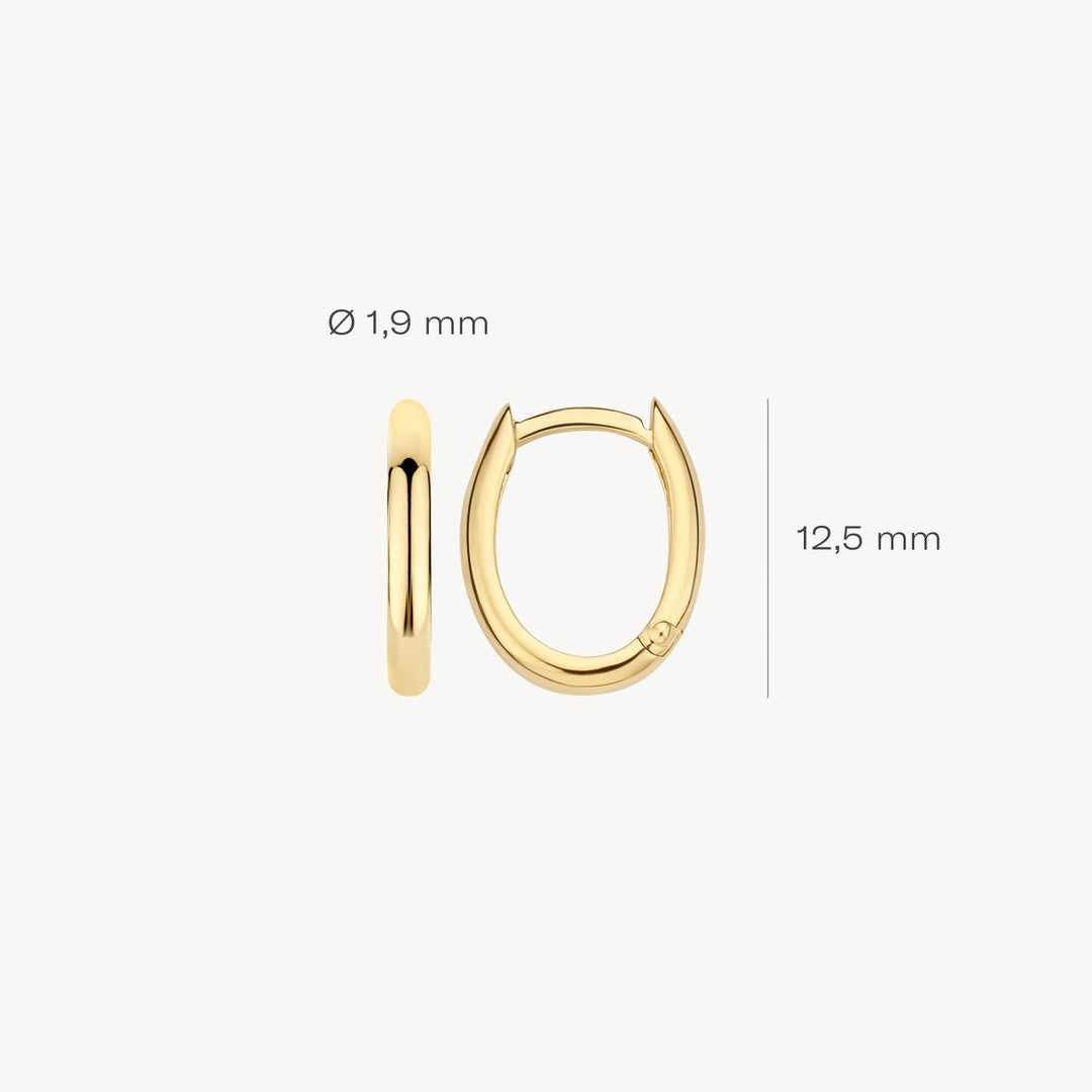 Blush 14ct Solid Gold Oval Huggie Hoop Earrings - MococoBlush7224YGOEarrings