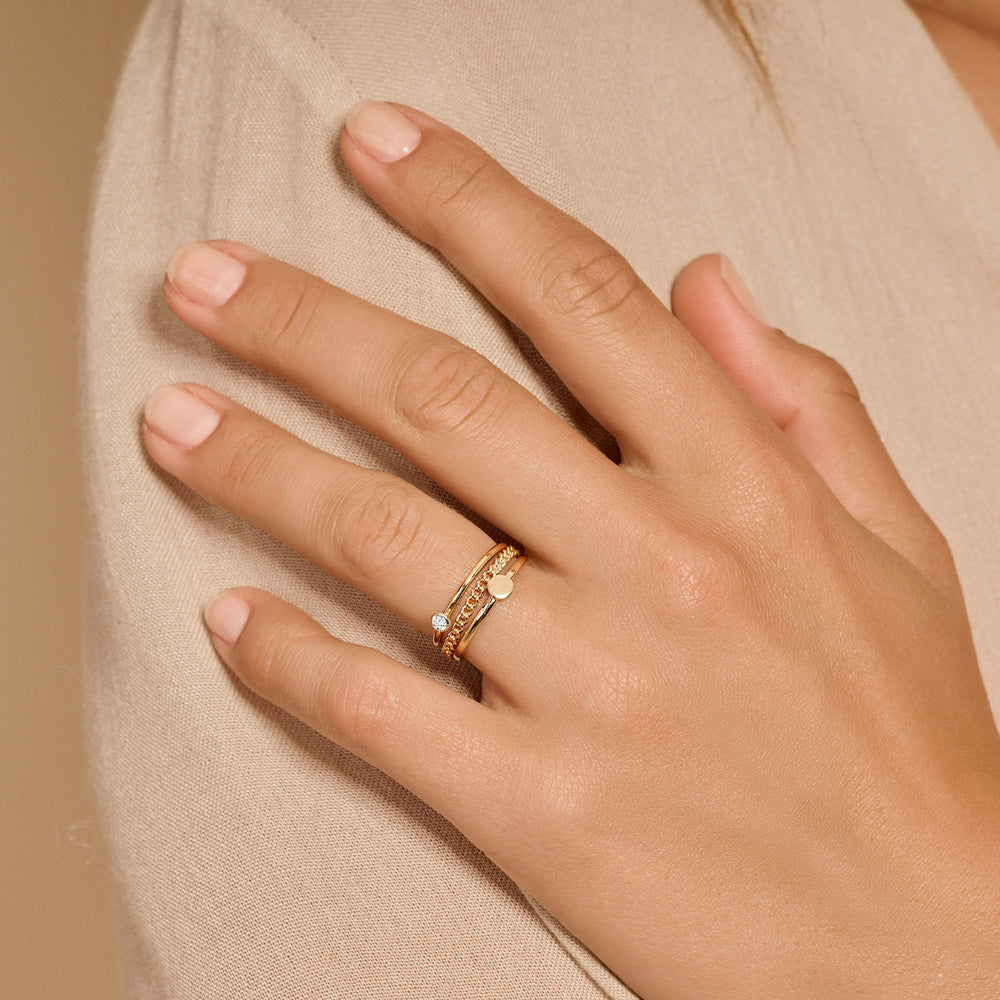 Blush 14ct Solid Gold Round Zirconia Ring - MococoBlush1198YZI/46/WEBRings