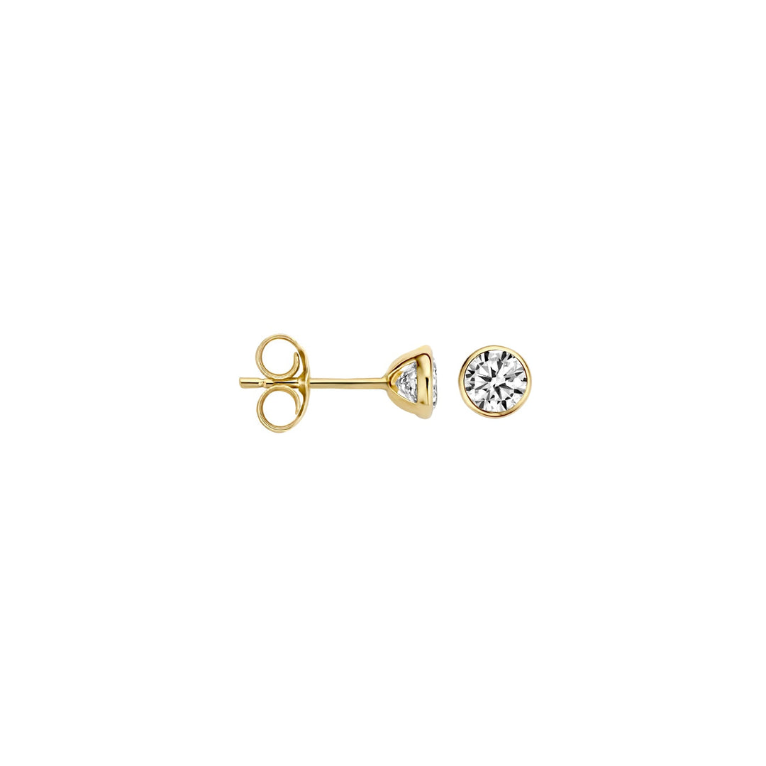 Blush 14ct Solid Gold Round Zirconia Stud Earrings - MococoBlush7257YZI8720088127841Earrings