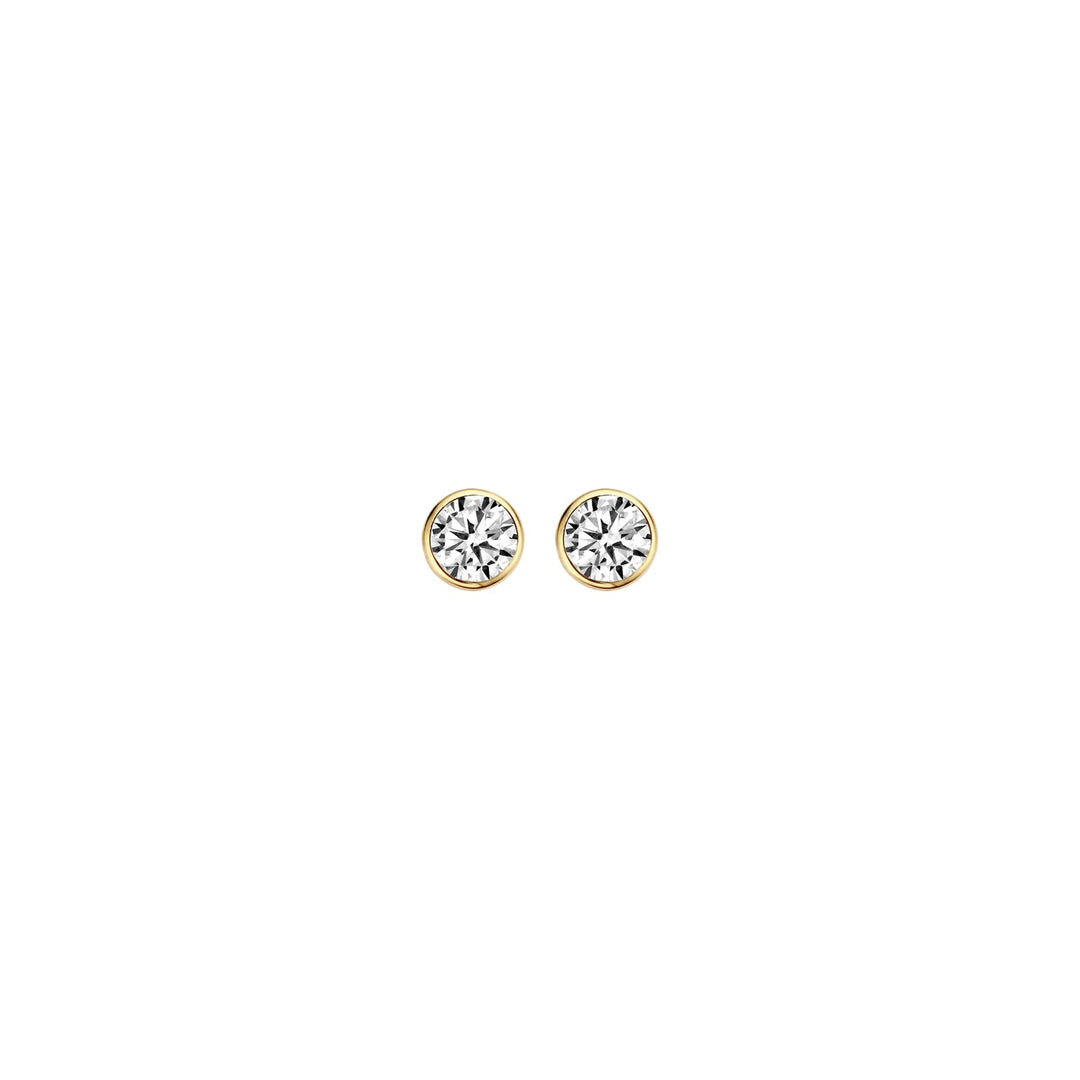 Blush 14ct Solid Gold Round Zirconia Stud Earrings - MococoBlush7257YZI8720088127841Earrings