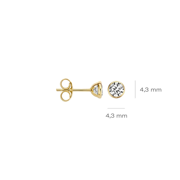 Blush 14ct Solid Gold Round Zirconia Stud Earrings - MococoBlush7257YZI8720088127841Earrings