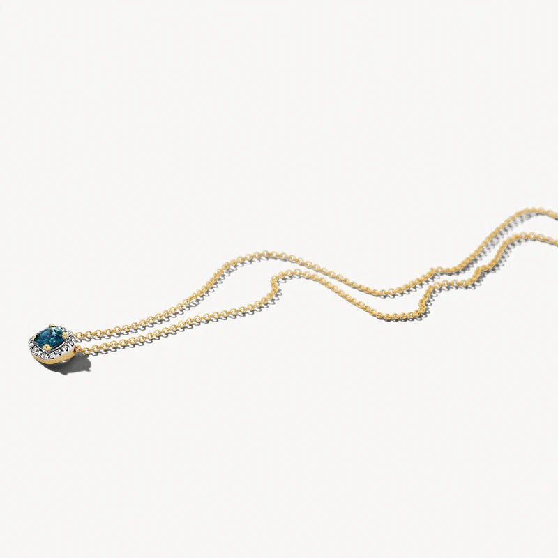 Blush 14ct Solid Gold With Blue Topaz and Diamonds Pendant Necklace - MococoBlush3607YDLNecklaces