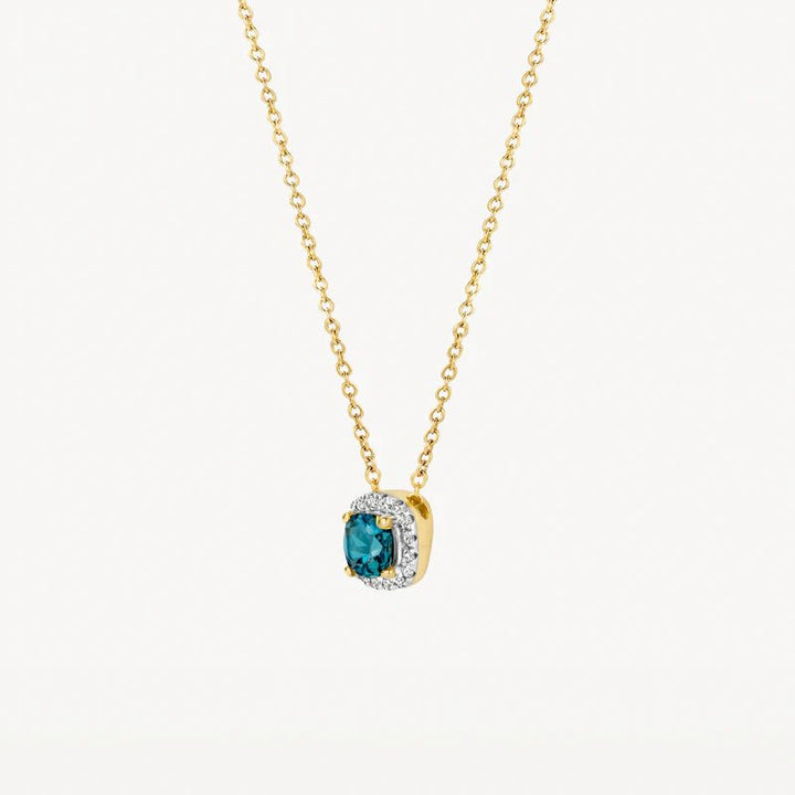 Blush 14ct Solid Gold With Blue Topaz and Diamonds Pendant Necklace - MococoBlush3607YDLNecklaces