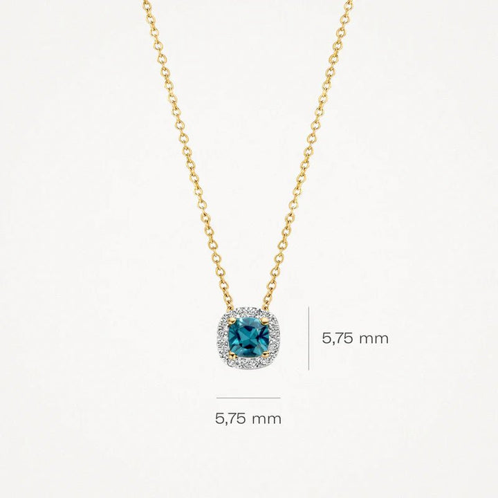 Blush 14ct Solid Gold With Blue Topaz and Diamonds Pendant Necklace - MococoBlush3607YDLNecklaces