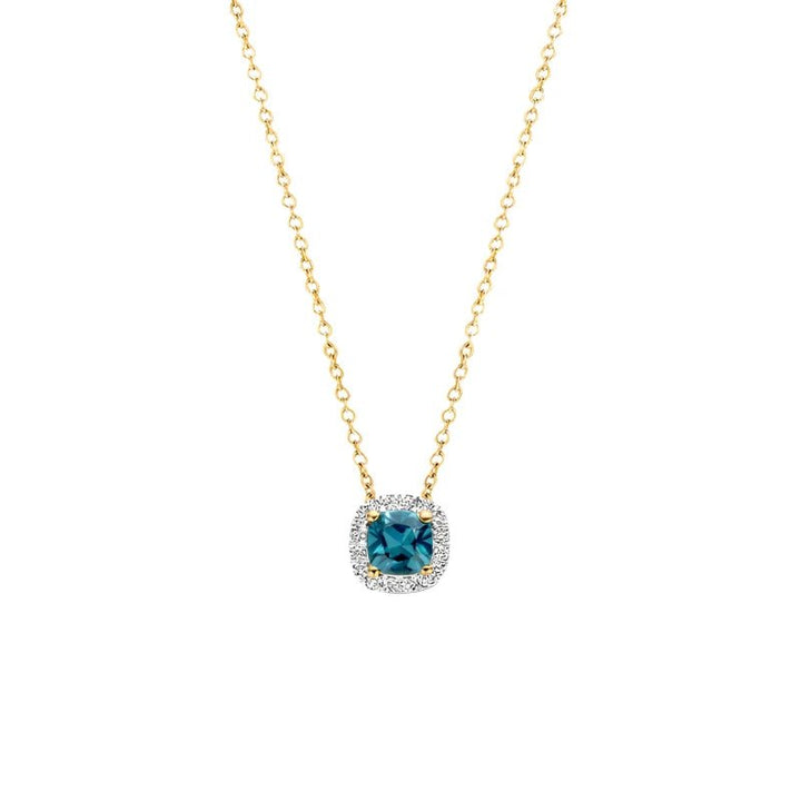 Blush 14ct Solid Gold With Blue Topaz and Diamonds Pendant Necklace - MococoBlush3607YDLNecklaces