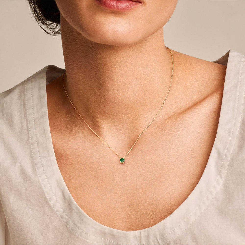 Blush 14ct Solid Gold With Emerald Pendant Necklace - MococoBlush3200YEMNecklaces