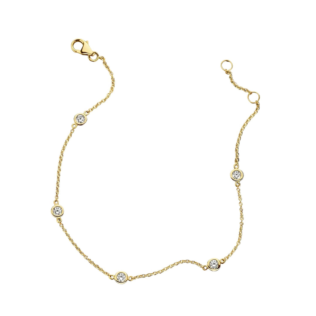 Blush 14ct Solid Gold Zirconia Bezel Set Chain Bracelet - MococoBlush2187YZIBracelets
