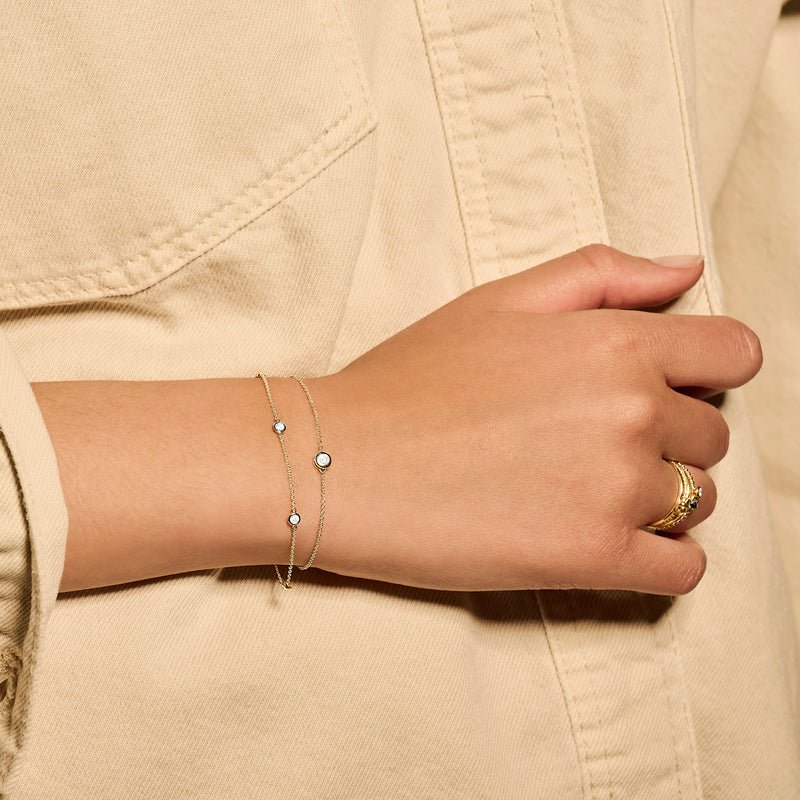 Blush 14ct Solid Gold Zirconia Bezel Set Chain Bracelet - MococoBlush2187YZIBracelets