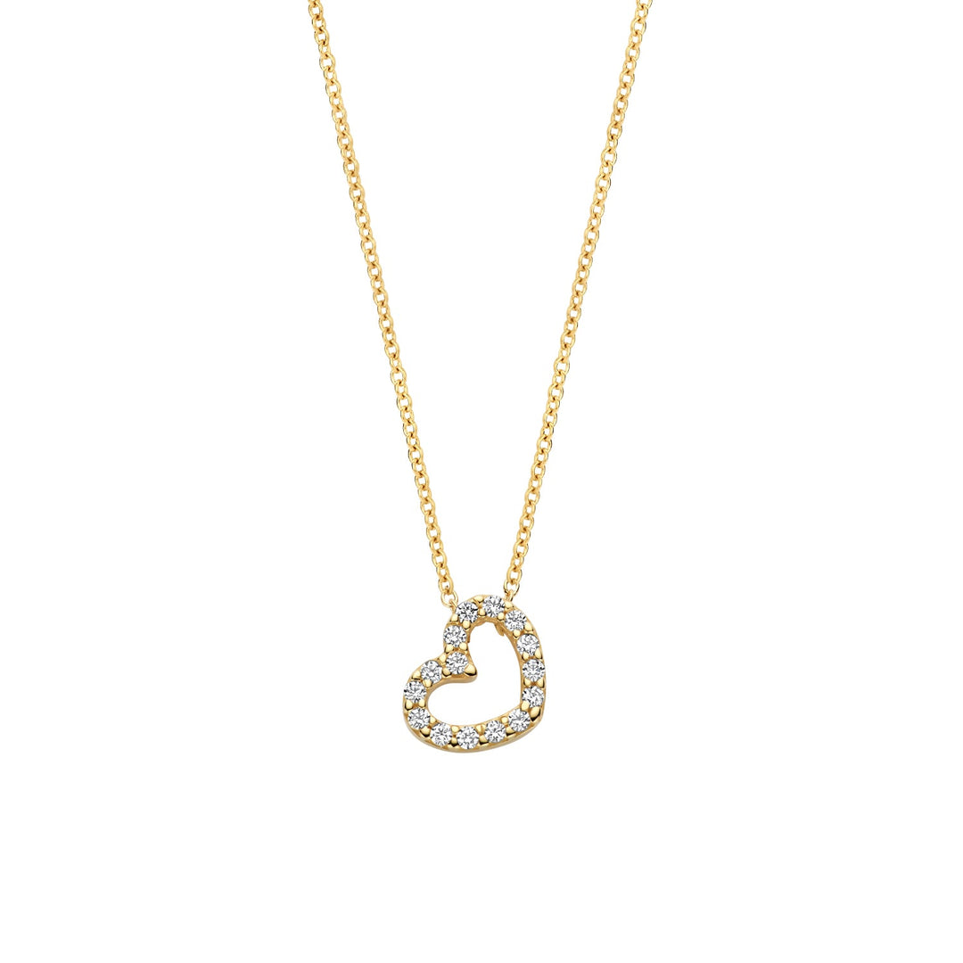 Blush 14ct Solid Gold Zirconia Heart Necklace - MococoBlush3072YZI8720088132043Necklaces