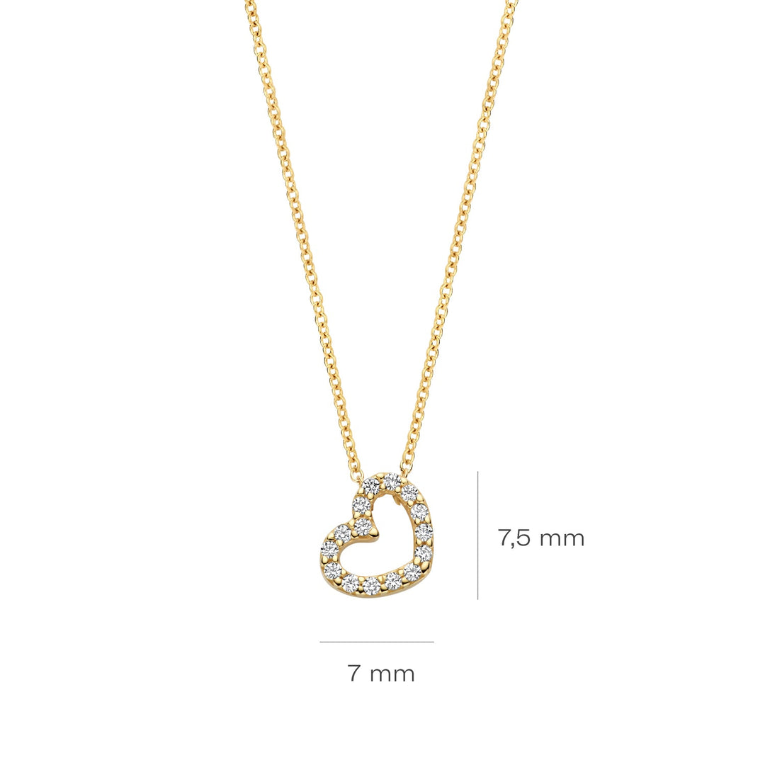 Blush 14ct Solid Gold Zirconia Heart Necklace - MococoBlush3072YZI8720088132043Necklaces