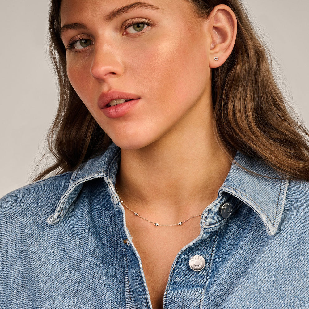 Blush 14ct Solid Gold Zirconia Necklace - MococoBlush3172YZINecklaces
