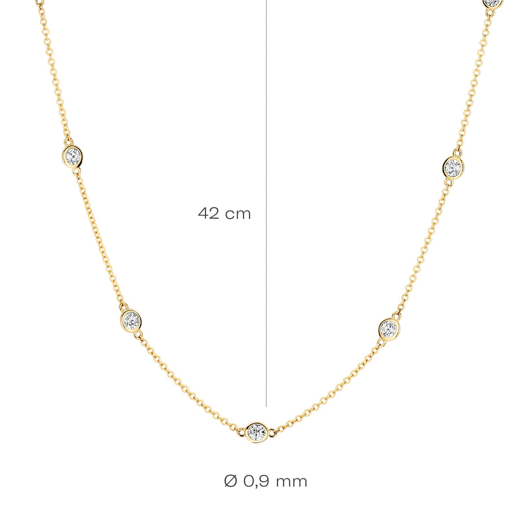 Blush 14ct Solid Gold Zirconia Necklace - MococoBlush3172YZINecklaces