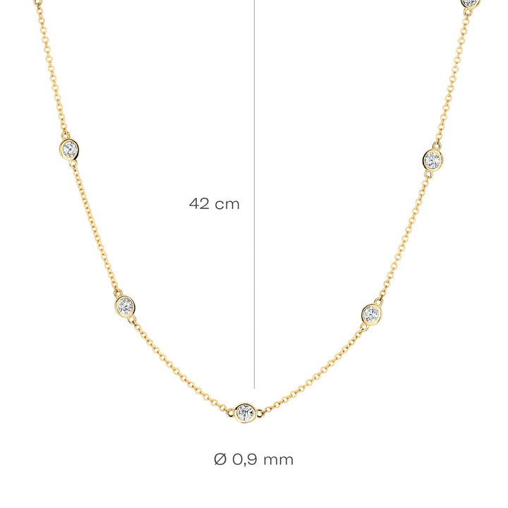 Blush 14ct Solid Gold Zirconia Necklace - MococoBlush3172YZINecklaces