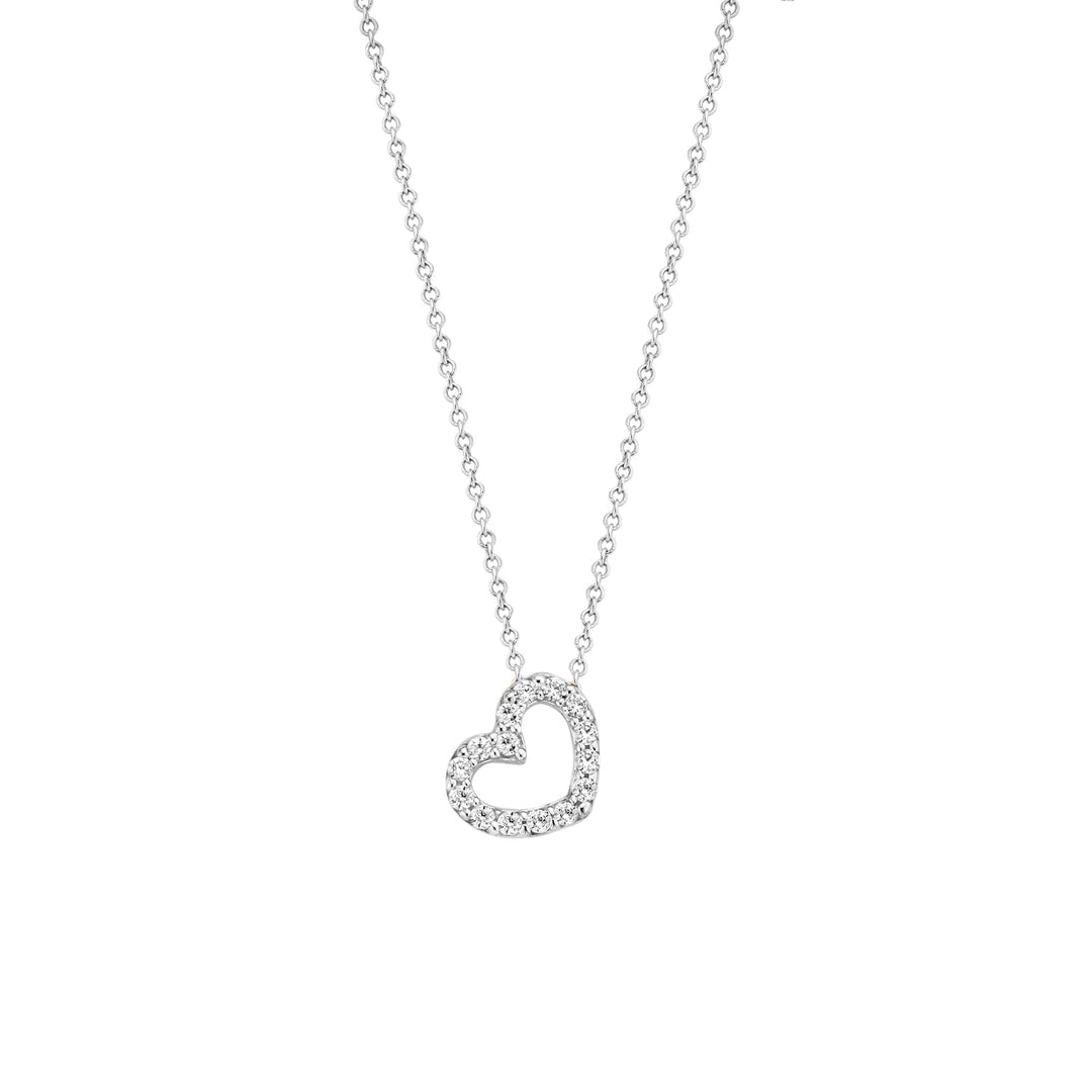 Blush 14ct Solid White Gold Zirconia Heart Necklace - MococoBlush3072WZI8717828198872Necklaces