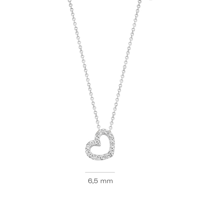 Blush 14ct Solid White Gold Zirconia Heart Necklace - MococoBlush3072WZI8717828198872Necklaces