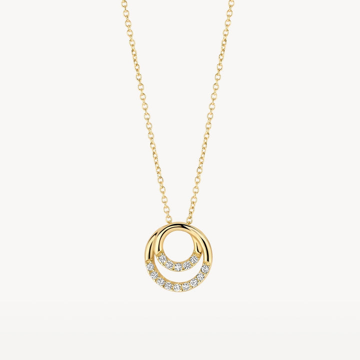 Blush 14ct Yellow Gold Zirconia Interlocking Rings Necklace - MococoBlush3193YZINecklaces