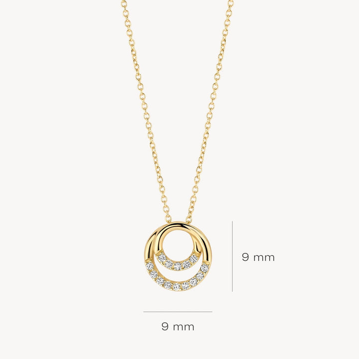 Blush 14ct Yellow Gold Zirconia Interlocking Rings Necklace - MococoBlush3193YZINecklaces