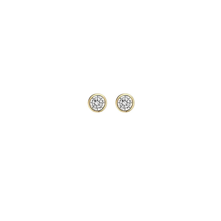 Blush 14k Yellow Gold Zirconia Bezel Stud Earrings - MococoBlush7255YZIEarrings