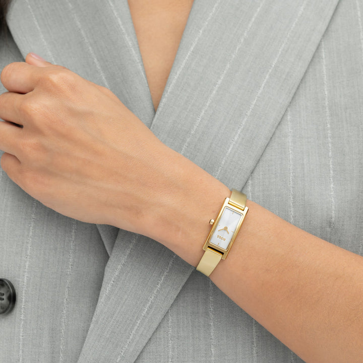 Boss Lucy Gold-Tone Bangle Watch White Dial - Mococo
