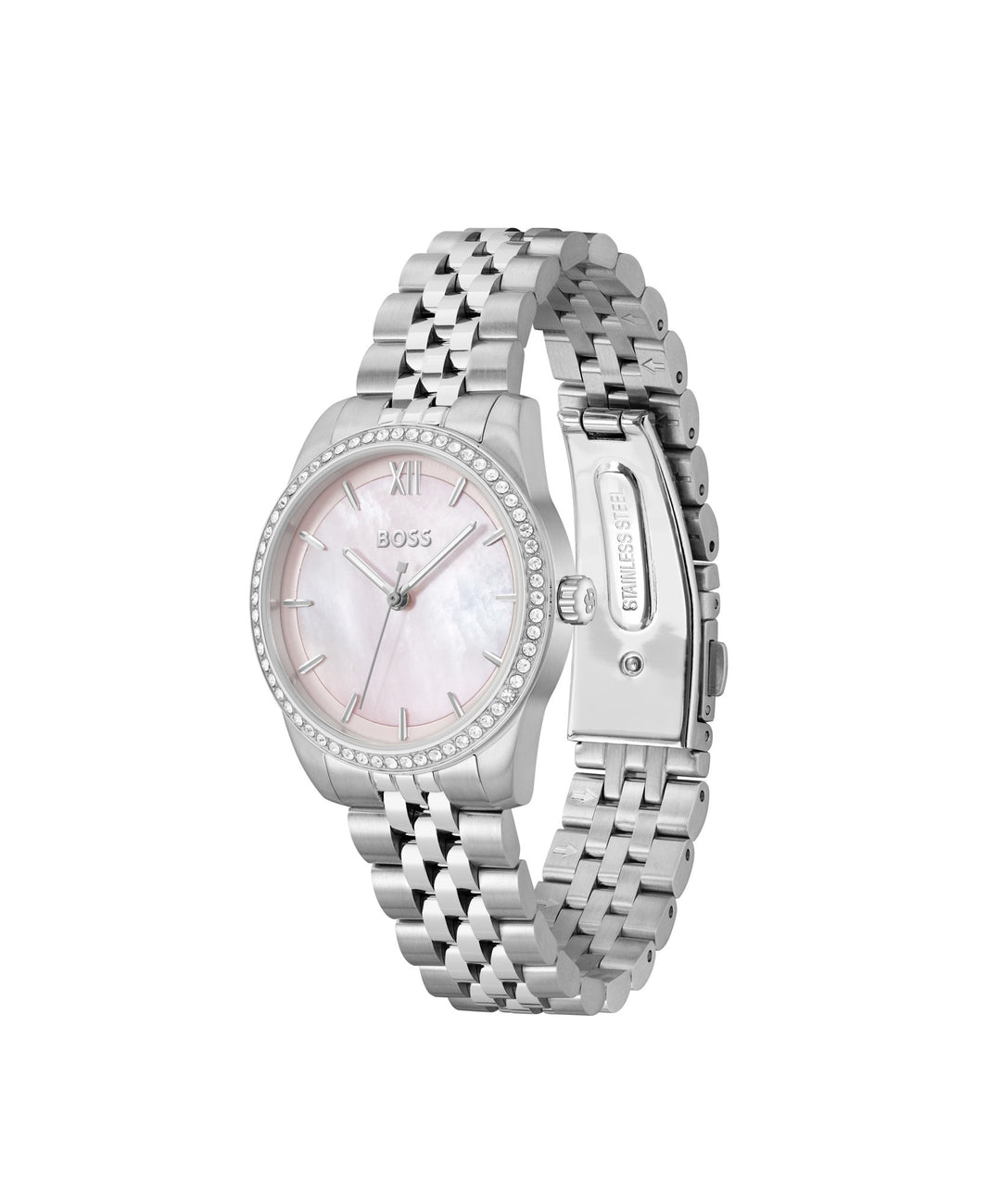 Boss Graceful Crystal Bracelet Watch Pink Mother-of-Pearl Dial - Mococo