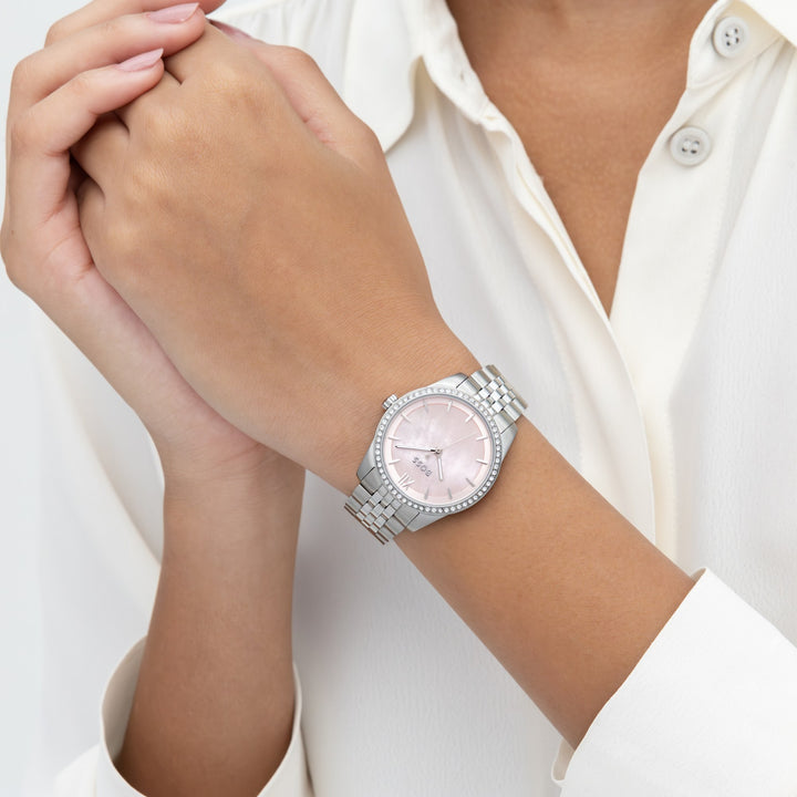 Boss Graceful Crystal Bracelet Watch Pink Mother-of-Pearl Dial - Mococo